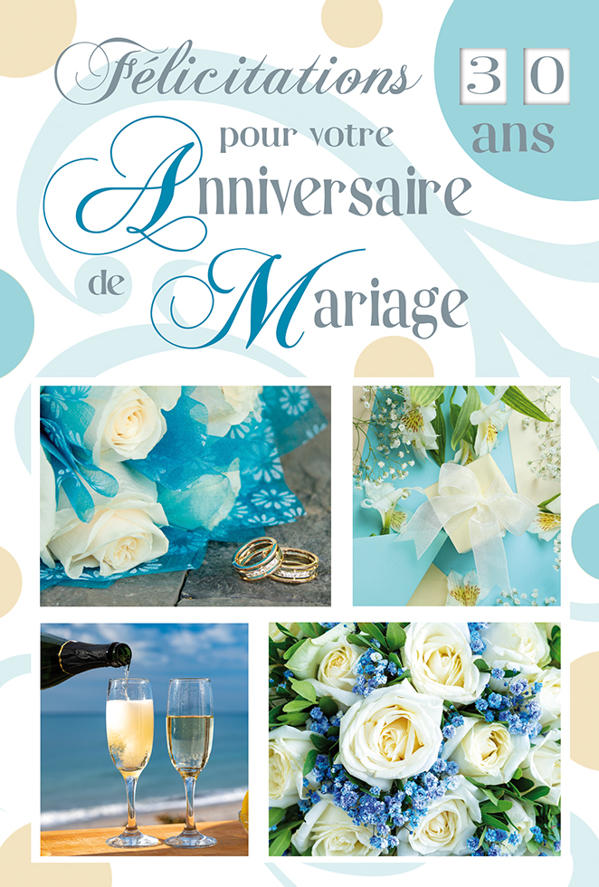 ANNIV MARIAGE FOND BLEU dorure/ paillette/tirette