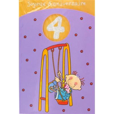 V430-Carte double Anniversaire âge 4 ans