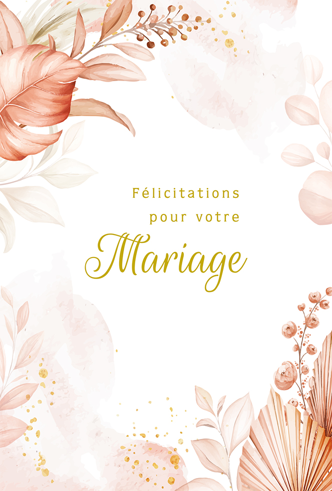 MARIAGE FEUILLAGE ROSE dorure/gaufrage/paillette