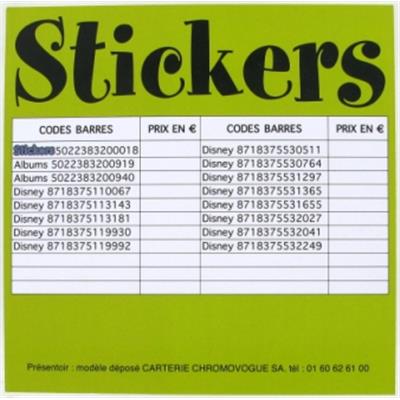 Affichette Prix Stickers 71223